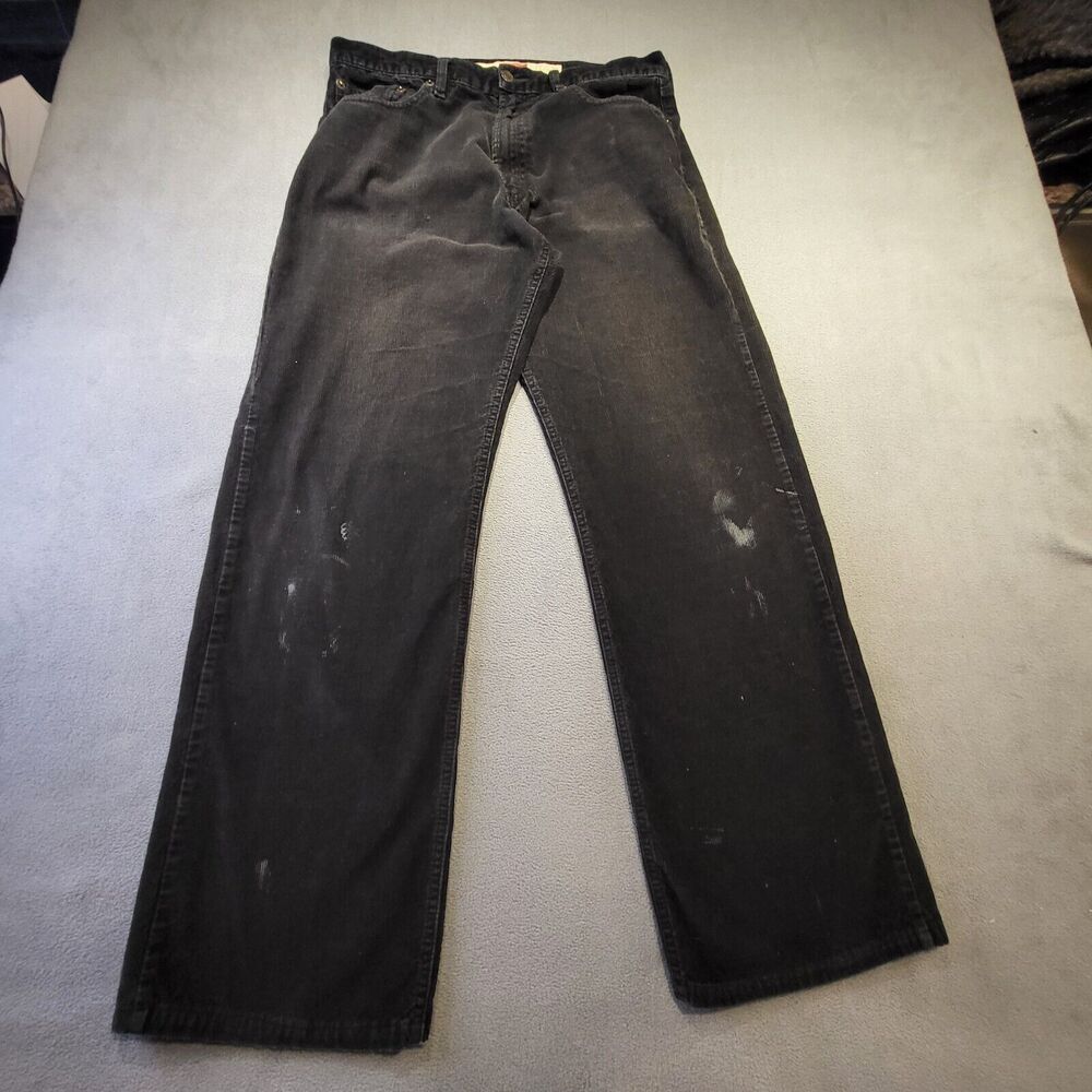 Levi's 511 Mens‎ 32x31 Corduroy Pants Slim Straight Leg Black Stretch Distressed